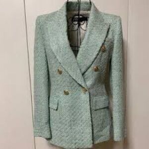 Zara Mint Green Textured Blazer
